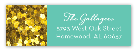 Turquoise Glitter Sixteen Address Label