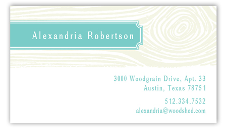 Turquoise Woodgrain Calling Card