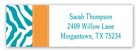 Turquoise Zebra Address Label