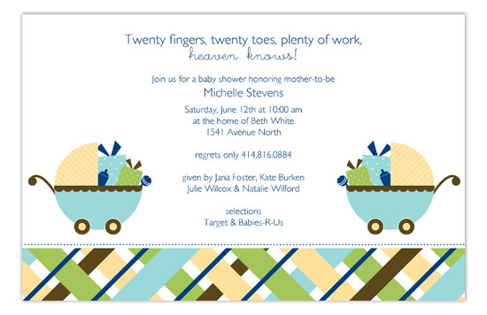 Twin Boy Carriage Gifts Invitation