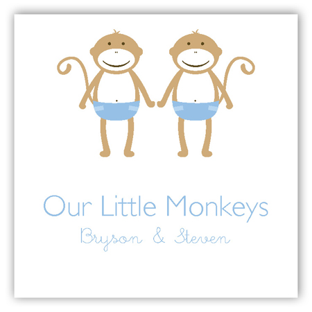 Twin Boy Monkey Pals Gift Tag