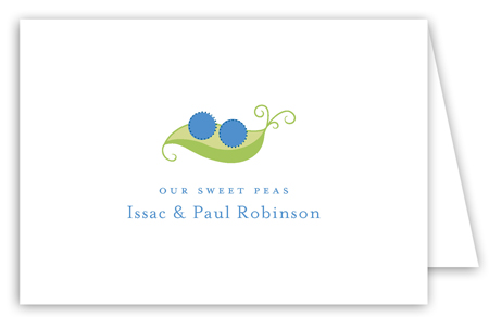 Twin Boy Peapod Folded Note Card