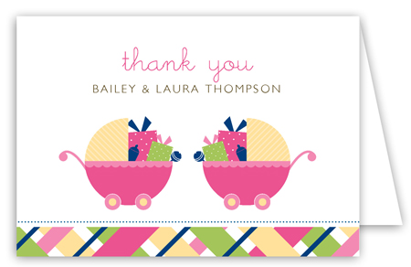 Twin Girl Carriage Gifts Folded Note Card