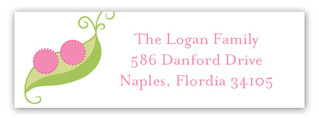 Twin Girl Peapod Address Label