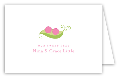 Twin Girl Peapod Folded Note Card