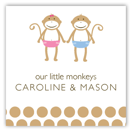 Twin Monkey Pals Square Sticker