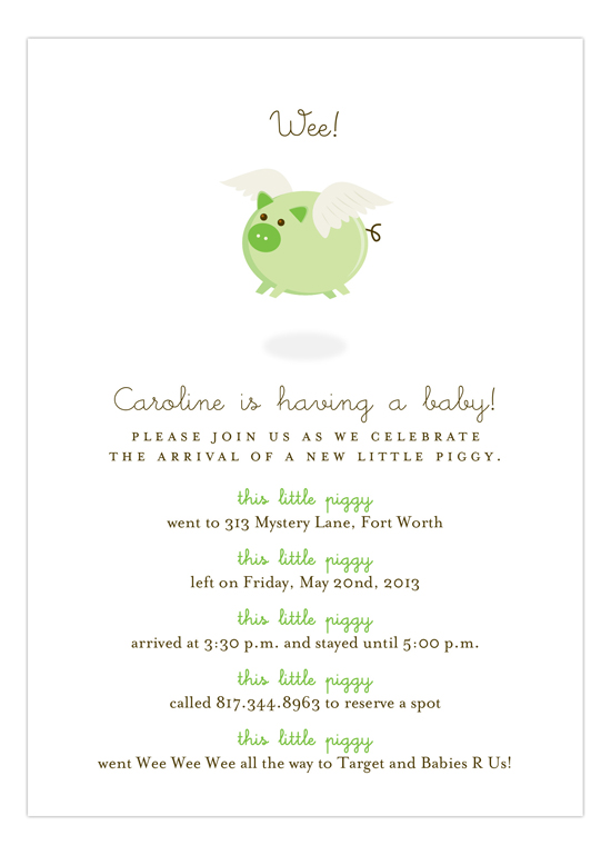 When Green Pigs Fly Invitation