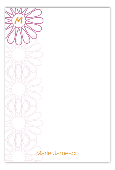 Wire Flower Monogram Flat Note Card