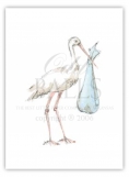 Stork Blue Folded Note Card