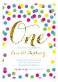 Rainbow Gold Glitter 1st Birthday Invitation