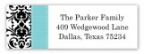 Aqua Damask Address Label