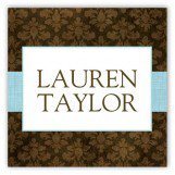 Aqua Damask Cloth Square Sticker