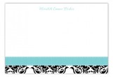 Aqua Damask Flat Note Card