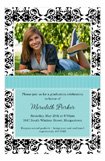 Aqua Damask Graduation Photo Announcements