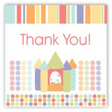 Birthday Bounce House Pastels Square Sticker