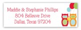 Red and Orange Birthday Owls Return Address Labels