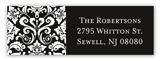 Black Damask Greeting Address Label