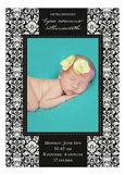 Black Damask Greeting Photo Card