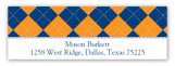 Blue and Orange Argyle Address Label