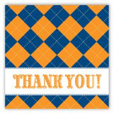 Blue and Orange Argyle Square Sticker