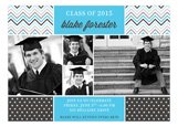 Blue Chevron Dots Grad Photo Card