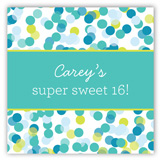 Blue Falling Confetti Gift Tag