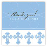 Blue Ornate Cross Square Sticker