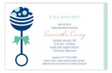 Its a Boy Blue Rattle Baby Invitations