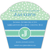 Boy Monogram Cupcake Invitation