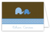 Elephants in Blue Folded Note Card