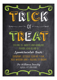 Halloween Trick or Treat Chalkboard Invitations