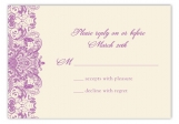 Ivory And Radiant Orchid Lace Reply Card