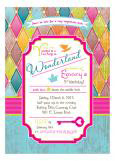 Bright Harlequin Mad Tea Party Invitation