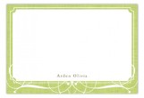 Linen Scrolls Green Flat Note Card