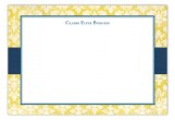 Navy Damask Cloth Flat Note Card