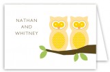 Neutral Twin Perched Owls Folded Note Card