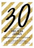 Gold Glitter Stripes Birthday Invitation