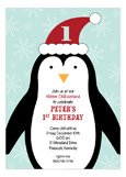 Penguin Winter Party 1st Birthday Invitations
