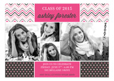 Pink Chevron Dots Grad Photo Card