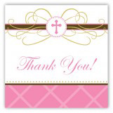 Pink Cross Pendant Square Sticker