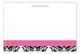 Pink Damask Flat Custom Note Cards