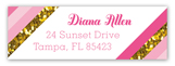 Pink Glitter Stripe Address Label