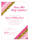 Pink Glitter Stripe Invitation