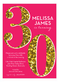 Pink Glitter Thirty Invitation