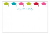 Pink Grad Cap Pattern Flat Note Card