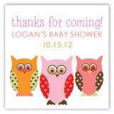 Pink Pattern Owls Square Sticker