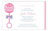 Its a Baby Girl Pink Rattle Invitation