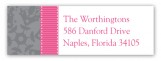 Pink Snowy Grosgrain Address Label