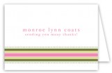 Pink Striped Folded Note Card