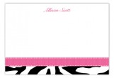 Pink Zebra Flat Note Card